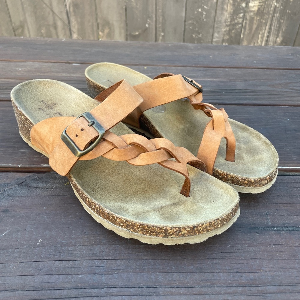 Mila Paoli Tan Braided Sandals